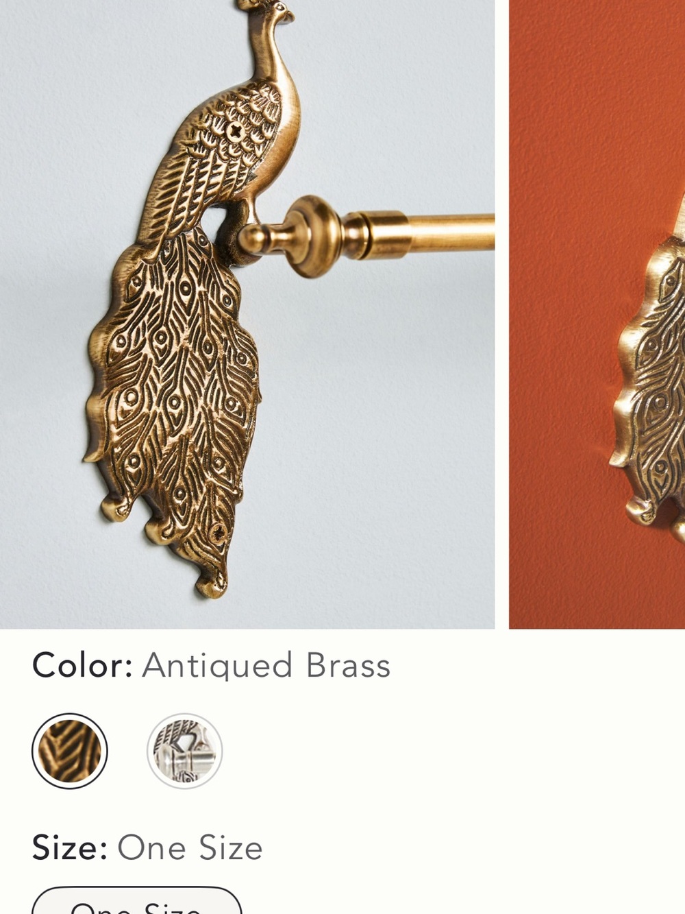 Anthropologie Antiqued Brass Peacock Toilet Paper Holder - Decorative Wall Mount - Picture 6 of 7